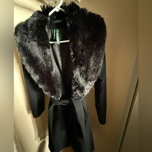 Ralph Lauren black fur peacoat